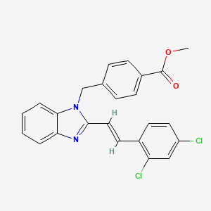 molecular formula C24H18Cl2N2O2 B2387218 Methyl 4-((2-(2,4-dichlorostyryl)-1H-1,3-benzimidazol-1-yl)methyl)benzenecarboxylate CAS No. 206982-89-0