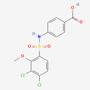 molecular formula C14H11Cl2NO5S B2387235 4-(3,4-Dichloro-2-methoxybenzenesulfonamido)benzoic acid CAS No. 794548-54-2