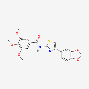 molecular formula C20H18N2O6S B2387238 N-(4-(benzo[d][1,3]dioxol-5-yl)thiazol-2-yl)-3,4,5-trimethoxybenzamide CAS No. 361479-58-5