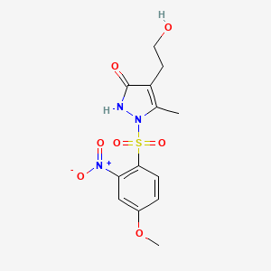 4-(2-hydroxyethyl)-1-[(4-methoxy-2-nitrophenyl)sulfonyl]-5-methyl-1,2-dihydro-3H-pyrazol-3-one