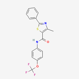 molecular formula C18H13F3N2O2S B2387286 4-methyl-2-phenyl-N-[4-(trifluoromethoxy)phenyl]-1,3-thiazole-5-carboxamide CAS No. 320420-93-7