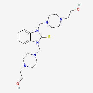 molecular formula C21H34N6O2S B2387313 1,3-bis((4-(2-hydroxyethyl)piperazin-1-yl)methyl)-1H-benzo[d]imidazole-2(3H)-thione CAS No. 307341-99-7