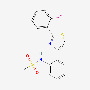 molecular formula C16H13FN2O2S2 B2387316 N-(2-(2-(2-fluorophenyl)thiazol-4-yl)phenyl)methanesulfonamide CAS No. 1795089-68-7