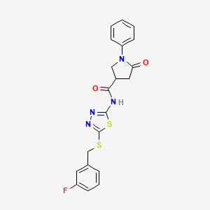 N-(5-((3-fluorobenzyl)thio)-1,3,4-thiadiazol-2-yl)-5-oxo-1-phenylpyrrolidine-3-carboxamide