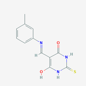 molecular formula C12H11N3O2S B2387325 2-thioxo-5-(3-toluidinomethylene)dihydro-4,6(1H,5H)-pyrimidinedione CAS No. 349486-61-9