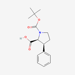 molecular formula C16H21NO4 B2387346 (2S,3S)-1-[(2-methylpropan-2-yl)oxycarbonyl]-3-phenylpyrrolidine-2-carboxylic acid CAS No. 210420-48-7