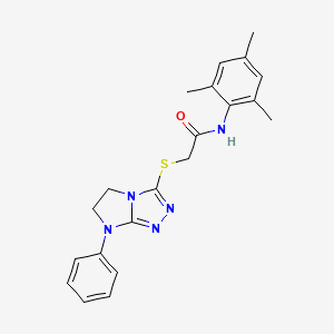 molecular formula C21H23N5OS B2387350 N-mesityl-2-((7-phenyl-6,7-dihydro-5H-imidazo[2,1-c][1,2,4]triazol-3-yl)thio)acetamide CAS No. 923687-23-4