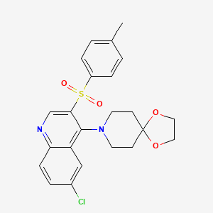 molecular formula C23H23ClN2O4S B2387355 8-(6-Chloro-3-tosylquinolin-4-yl)-1,4-dioxa-8-azaspiro[4.5]decane CAS No. 866846-22-2