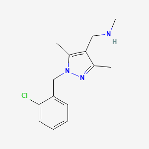 molecular formula C14H18ClN3 B2387357 1-[1-[(2-chlorophenyl)methyl]-3,5-dimethylpyrazol-4-yl]-N-methylmethanamine CAS No. 956199-27-2