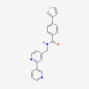 molecular formula C22H17N3OS B2387359 N-([2,3'-bipyridin]-4-ylmethyl)-4-(thiophen-3-yl)benzamide CAS No. 2034267-91-7