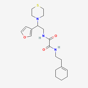 molecular formula C20H29N3O3S B2387374 N1-(2-(环己-1-烯-1-基)乙基)-N2-(2-(呋喃-3-基)-2-硫代吗啉乙基)草酰胺 CAS No. 2034343-81-0