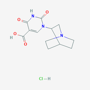 molecular formula C12H16ClN3O4 B2387381 1-{1-Azabicyclo[2.2.2]octan-3-yl}-2,4-dioxo-1,2,3,4-tetrahydropyrimidine-5-carboxylic acid hydrochloride CAS No. 2094137-69-4