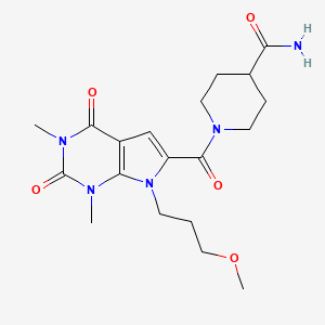1-(7-(3-methoxypropyl)-1,3-dimethyl-2,4-dioxo-2,3,4,7-tetrahydro-1H-pyrrolo[2,3-d]pyrimidine-6-carbonyl)piperidine-4-carboxamide