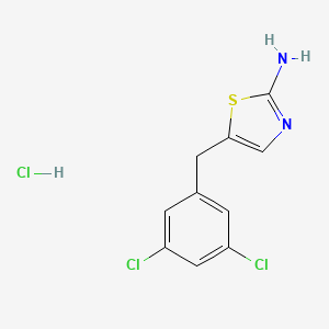 molecular formula C10H9Cl3N2S B2387384 5-[(3,5-Dichlorophenyl)methyl]-1,3-thiazol-2-amine;hydrochloride CAS No. 2567497-31-6