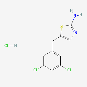 molecular formula C10H9Cl3N2S B2387384 5-[(3,5-Dichlorophényl)méthyl]-1,3-thiazol-2-amine ; chlorhydrate CAS No. 2567497-31-6