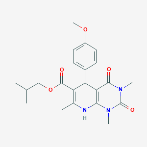 molecular formula C22H27N3O5 B2387392 5-(4-甲氧基苯基)-1,3,7-三甲基-2,4-二氧代-1,2,3,4,5,8-六氢吡啶并[2,3-d]嘧啶-6-羧酸异丁酯 CAS No. 868144-34-7
