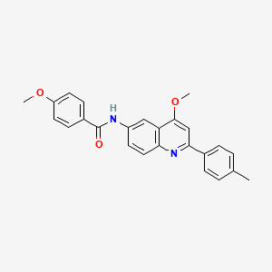 molecular formula C25H22N2O3 B2387407 4-methoxy-N-[4-methoxy-2-(4-methylphenyl)quinolin-6-yl]benzamide CAS No. 1359386-19-8