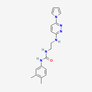 molecular formula C19H22N6O B2387417 1-(2-((6-(1H-pyrrol-1-yl)pyridazin-3-yl)amino)ethyl)-3-(3,4-dimethylphenyl)urea CAS No. 1396855-17-6