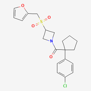 molecular formula C20H22ClNO4S B2387418 (1-(4-Chlorophenyl)cyclopentyl)(3-((furan-2-ylmethyl)sulfonyl)azetidin-1-yl)methanone CAS No. 1797886-60-2
