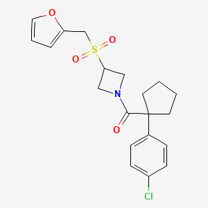 molecular formula C20H22ClNO4S B2387418 (1-(4-氯苯基)环戊基)(3-((呋喃-2-基甲基)磺酰基)氮杂环丁烷-1-基)甲酮 CAS No. 1797886-60-2