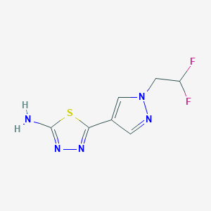 molecular formula C7H7F2N5S B2387434 5-[1-(2,2-Difluoroethyl)pyrazol-4-yl]-1,3,4-thiadiazol-2-amine CAS No. 1946817-87-3