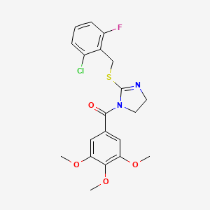 molecular formula C20H20ClFN2O4S B2387447 (2-((2-chloro-6-fluorobenzyl)thio)-4,5-dihydro-1H-imidazol-1-yl)(3,4,5-trimethoxyphenyl)methanone CAS No. 851802-86-3