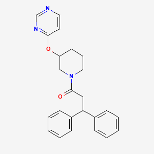 molecular formula C24H25N3O2 B2387461 3,3-二苯基-1-(3-(嘧啶-4-氧基)哌啶-1-基)丙酮 CAS No. 2034399-47-6