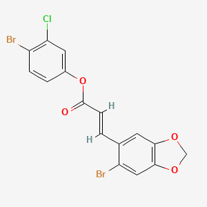 molecular formula C16H9Br2ClO4 B2387472 4-bromo-3-chlorophenyl (E)-3-(6-bromo-1,3-benzodioxol-5-yl)-2-propenoate CAS No. 478259-31-3