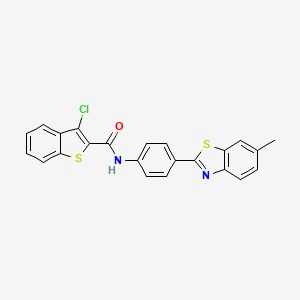 molecular formula C23H15ClN2OS2 B2387496 3-chloro-N-[4-(6-methyl-1,3-benzothiazol-2-yl)phenyl]-1-benzothiophene-2-carboxamide CAS No. 330201-94-0