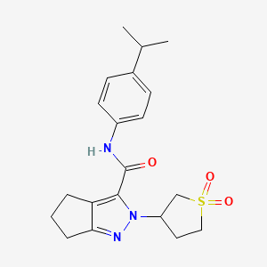 molecular formula C20H25N3O3S B2387523 2-(1,1-dioxidotetrahydrothiophen-3-yl)-N-(4-isopropylphenyl)-2,4,5,6-tetrahydrocyclopenta[c]pyrazole-3-carboxamide CAS No. 2309707-06-8