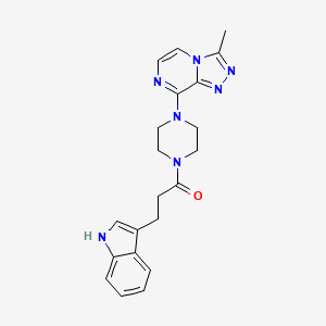 molecular formula C21H23N7O B2387524 3-(1H-indol-3-yl)-1-(4-(3-methyl-[1,2,4]triazolo[4,3-a]pyrazin-8-yl)piperazin-1-yl)propan-1-one CAS No. 1904302-22-2