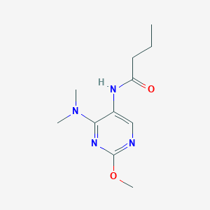 molecular formula C11H18N4O2 B2387542 N-[4-(二甲基氨基)-2-甲氧基嘧啶-5-基]丁酰胺 CAS No. 1797293-01-6