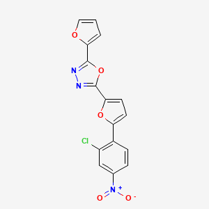 molecular formula C16H8ClN3O5 B2387555 2-[5-(2-Chloro-4-nitrophenyl)furan-2-yl]-5-(furan-2-yl)-1,3,4-oxadiazole CAS No. 890641-87-9