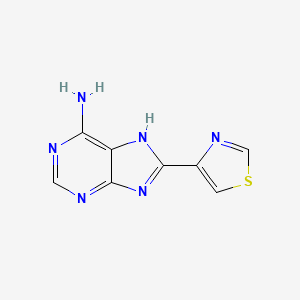 molecular formula C8H6N6S B2387571 9H-Purin-6-amine, 8-(4-thiazolyl)- CAS No. 65911-12-8