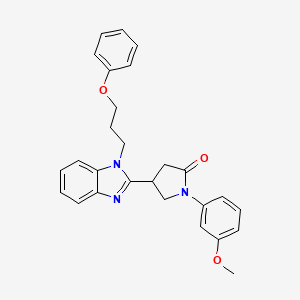 molecular formula C27H27N3O3 B2387572 1-(3-methoxyphenyl)-4-(1-(3-phenoxypropyl)-1H-benzo[d]imidazol-2-yl)pyrrolidin-2-one CAS No. 844854-23-5
