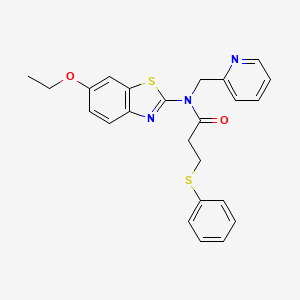 molecular formula C24H23N3O2S2 B2387585 N-(6-ethoxybenzo[d]thiazol-2-yl)-3-(phenylthio)-N-(pyridin-2-ylmethyl)propanamide CAS No. 922618-17-5