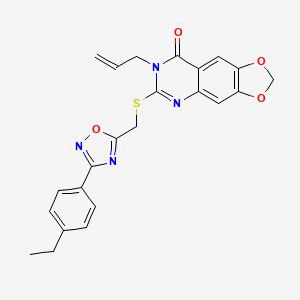 molecular formula C23H20N4O4S B2387602 1-{[3-(3-chloro-4-fluorophenyl)-1,2,4-oxadiazol-5-yl]methyl}-3-(4-fluorophenyl)thieno[3,2-d]pyrimidine-2,4(1H,3H)-dione CAS No. 1112026-84-2