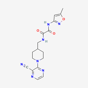molecular formula C17H19N7O3 B2387603 N1-((1-(3-cyanopyrazin-2-yl)piperidin-4-yl)methyl)-N2-(5-methylisoxazol-3-yl)oxalamide CAS No. 1797219-29-4