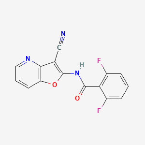 molecular formula C15H7F2N3O2 B2387613 N-{3-氰基呋喃并[3,2-b]吡啶-2-基}-2,6-二氟苯甲酰胺 CAS No. 866049-45-8