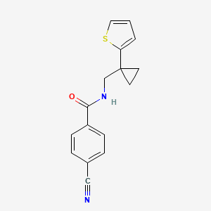 molecular formula C16H14N2OS B2387617 4-氰基-N-((1-(噻吩-2-基)环丙基)甲基)苯甲酰胺 CAS No. 1203372-75-1