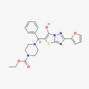 Ethyl 4-((2-(furan-2-yl)-6-hydroxythiazolo[3,2-b][1,2,4]triazol-5-yl)(phenyl)methyl)piperazine-1-carboxylate