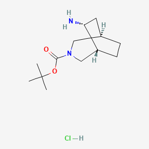 molecular formula C13H25ClN2O2 B2387625 Tert-butyl (1R,5R,6R)-6-amino-3-azabicyclo[3.2.2]nonane-3-carboxylate;hydrochloride CAS No. 2470278-94-3