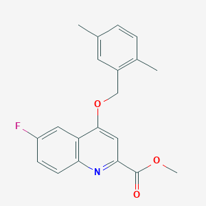 molecular formula C20H18FNO3 B2387627 Methyl 4-[(2,5-dimethylphenyl)methoxy]-6-fluoroquinoline-2-carboxylate CAS No. 1359508-93-2