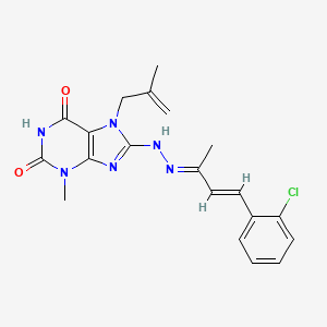 8-[(2E)-2-[(E)-4-(2-chlorophenyl)but-3-en-2-ylidene]hydrazinyl]-3-methyl-7-(2-methylprop-2-enyl)purine-2,6-dione
