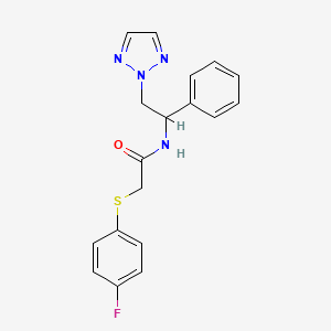 2-((4-fluorophenyl)thio)-N-(1-phenyl-2-(2H-1,2,3-triazol-2-yl)ethyl)acetamide
