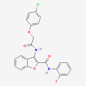 molecular formula C23H16ClFN2O4 B2387668 3-(2-(4-chlorophenoxy)acetamido)-N-(2-fluorophenyl)benzofuran-2-carboxamide CAS No. 887877-37-4