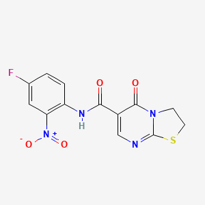 molecular formula C13H9FN4O4S B2387683 N-(4-氟-2-硝基苯基)-5-氧代-3,5-二氢-2H-噻唑并[3,2-a]嘧啶-6-甲酰胺 CAS No. 443329-80-4