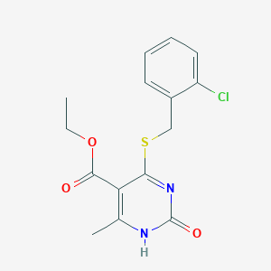 molecular formula C15H15ClN2O3S B2387695 4-[(2-氯苯基)甲硫基]-6-甲基-2-氧代-1H-嘧啶-5-羧酸乙酯 CAS No. 899727-31-2