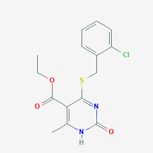 molecular formula C15H15ClN2O3S B2387695 4-((2-クロロベンジル)チオ)-6-メチル-2-オキソ-1,2-ジヒドロピリミジン-5-カルボン酸エチル CAS No. 899727-31-2