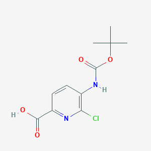 molecular formula C11H13ClN2O4 B2387708 6-Chloro-5-[(2-methylpropan-2-yl)oxycarbonylamino]pyridine-2-carboxylic acid CAS No. 2248272-76-4